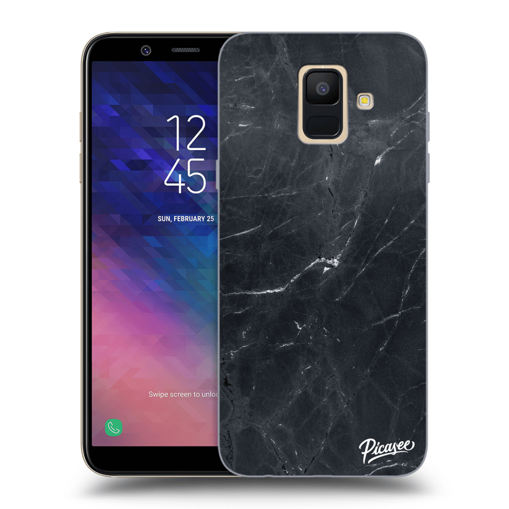 Picasee Samsung Galaxy A6 A600F Hülle - Transparentes Silikon - Black marble