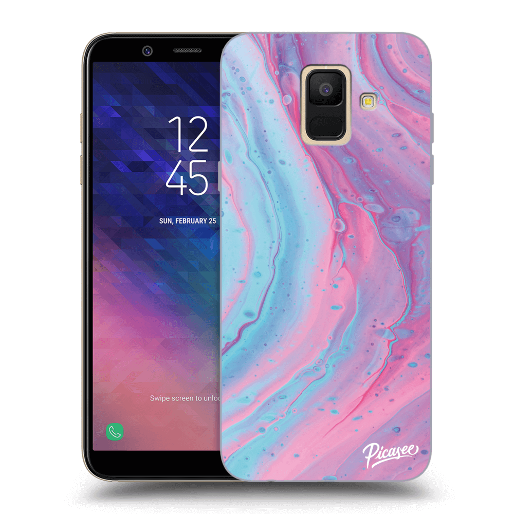 Picasee Samsung Galaxy A6 A600F Hülle - Transparentes Silikon - Pink liquid