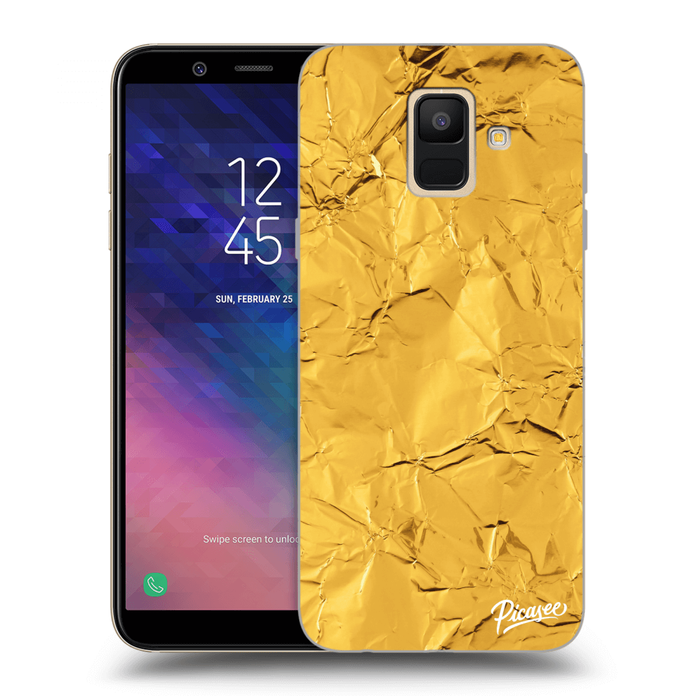 Picasee Samsung Galaxy A6 A600F Hülle - Transparentes Silikon - Gold