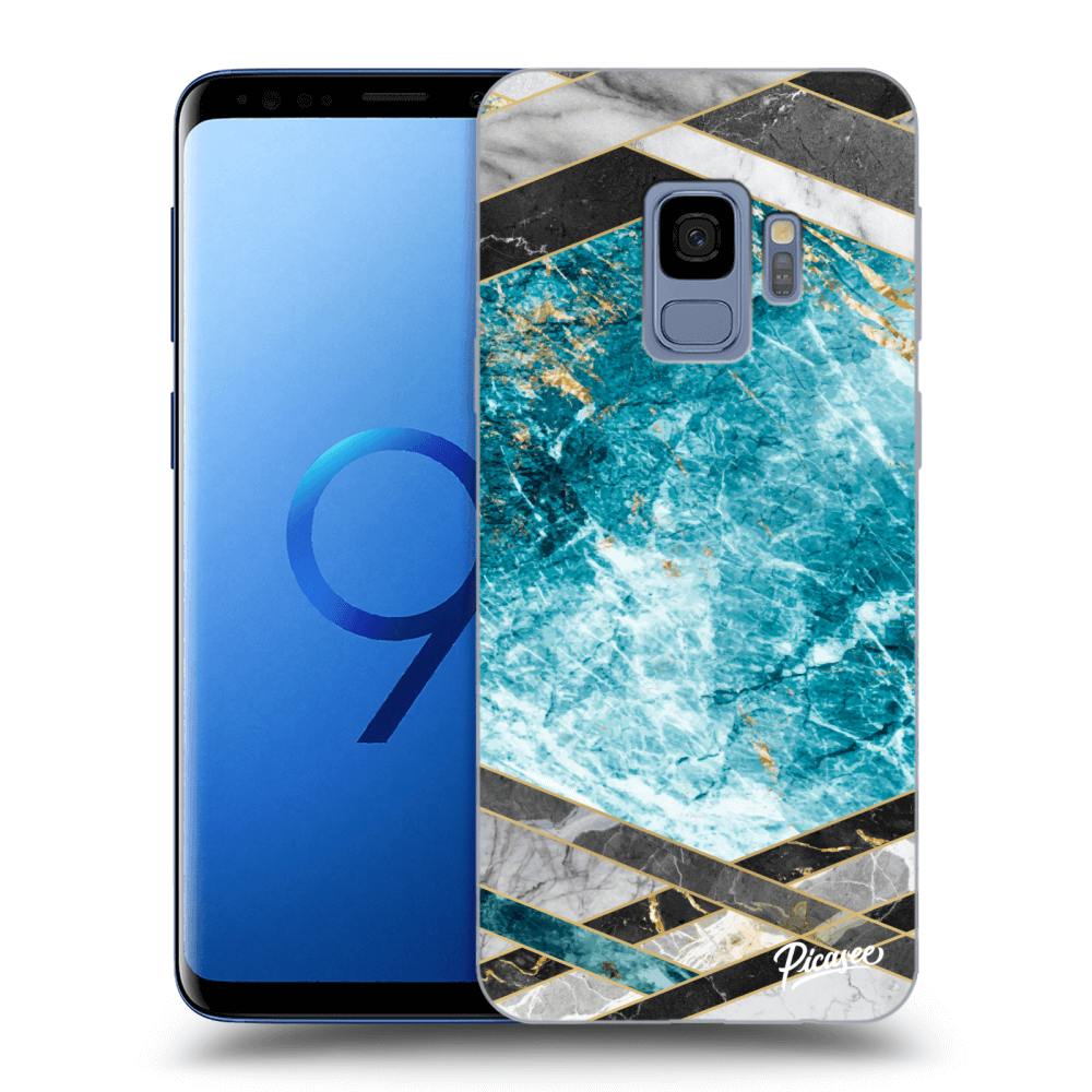 Picasee Samsung Galaxy S9 G960F Hülle - Schwarzes Silikon - Blue geometry