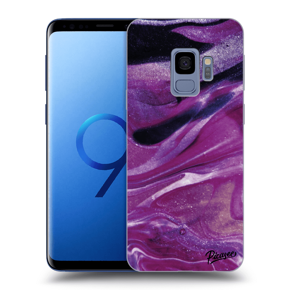 Picasee Samsung Galaxy S9 G960F Hülle - Schwarzes Silikon - Purple glitter