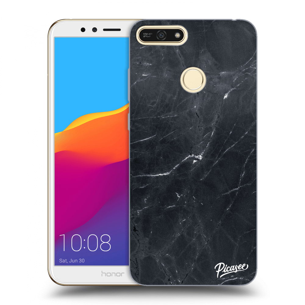 Picasee Honor 7A Hülle - Transparentes Silikon - Black marble