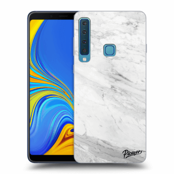 Picasee Samsung Galaxy A9 2018 A920F Hülle - Schwarzes Silikon - White marble