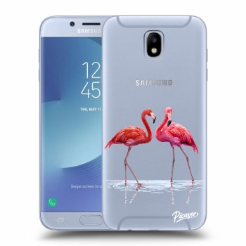 Picasee Samsung Galaxy J7 2017 J730F Hülle - Transparentes Silikon - Flamingos couple