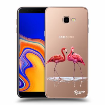 Picasee Samsung Galaxy J4+ J415F Hülle - Transparentes Silikon - Flamingos couple