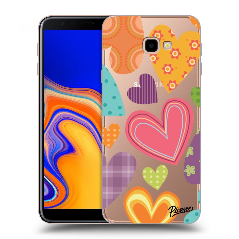 Picasee Samsung Galaxy J4+ J415F Hülle - Transparentes Silikon - Colored heart