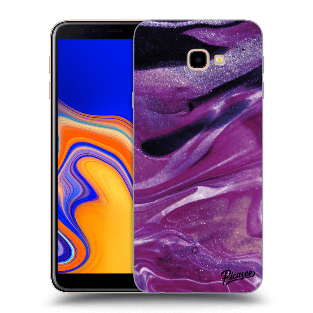 Picasee Samsung Galaxy J4+ J415F Hülle - Transparentes Silikon - Purple glitter