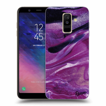 Picasee Samsung Galaxy A6+ A605F Hülle - Transparentes Silikon - Purple glitter