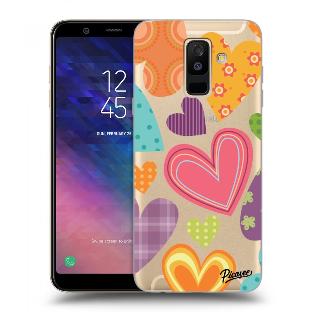 Picasee Samsung Galaxy A6+ A605F Hülle - Transparentes Silikon - Colored heart