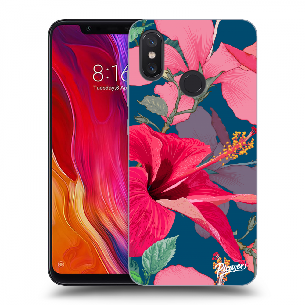 Picasee Xiaomi Mi 8 Hülle - Schwarzes Silikon - Hibiscus