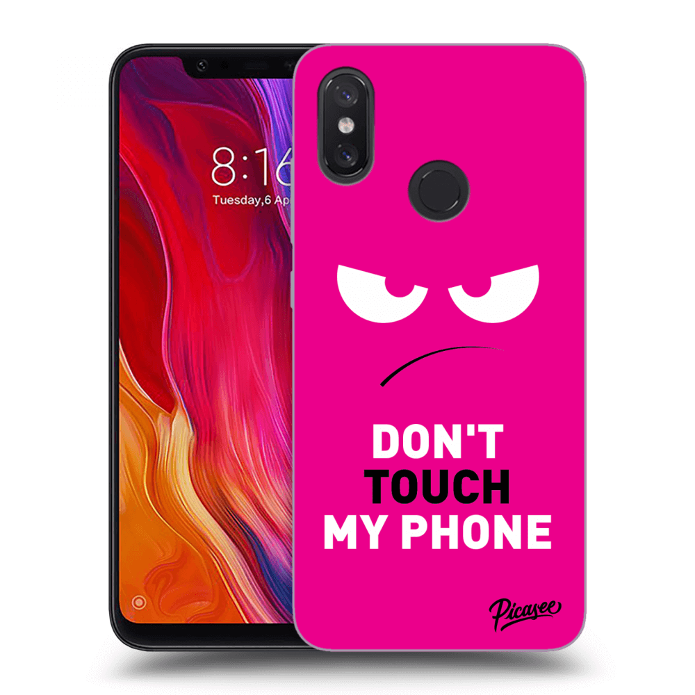 Picasee Xiaomi Mi 8 Hülle - Schwarzes Silikon - Angry Eyes - Pink