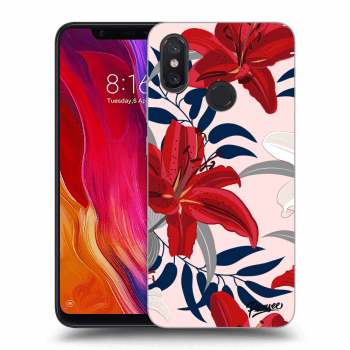 Picasee Xiaomi Mi 8 Hülle - Schwarzes Silikon - Red Lily