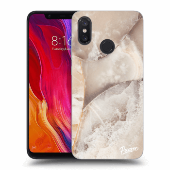 Picasee Xiaomi Mi 8 Hülle - Schwarzes Silikon - Cream marble