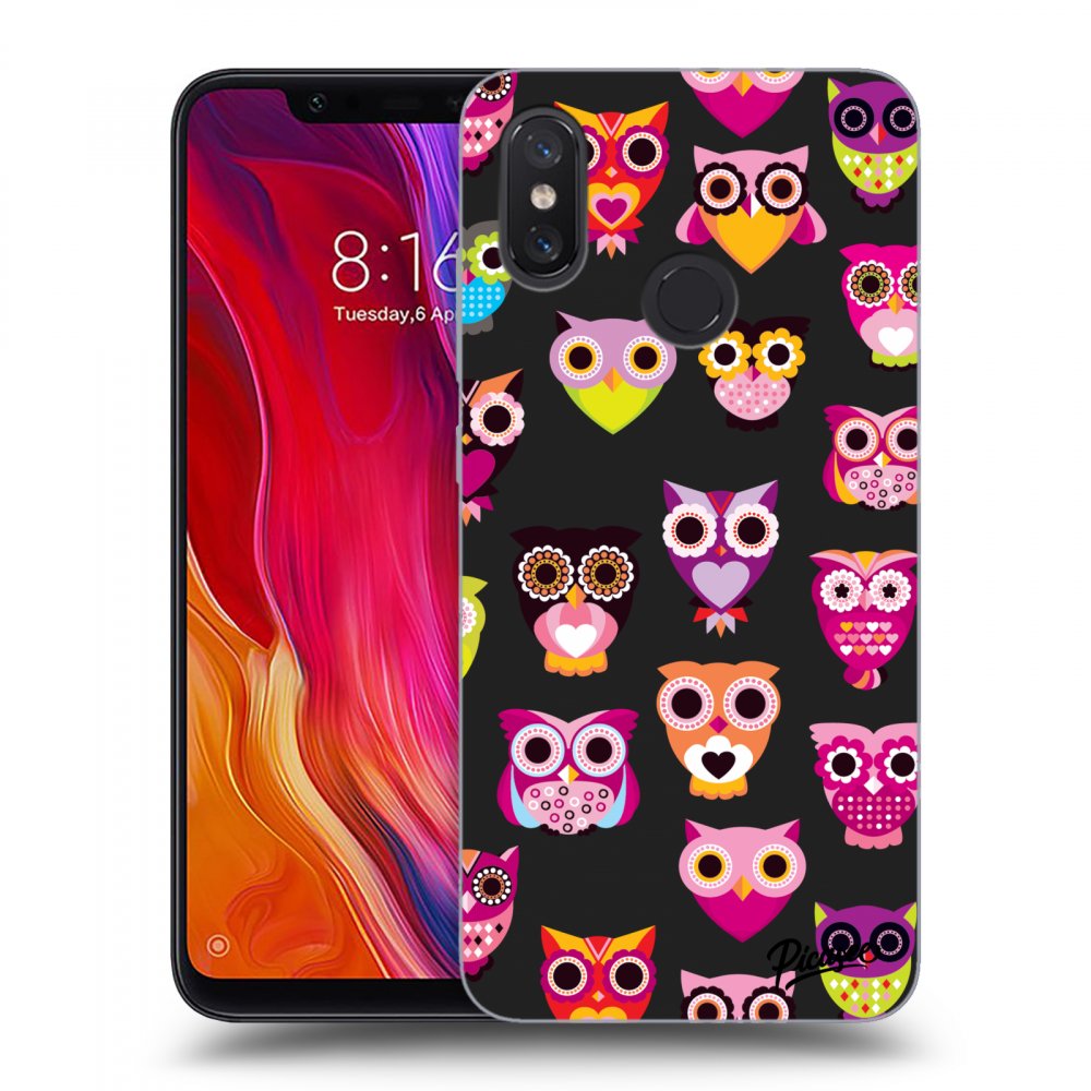 Picasee Xiaomi Mi 8 Hülle - Schwarzes Silikon - Owls