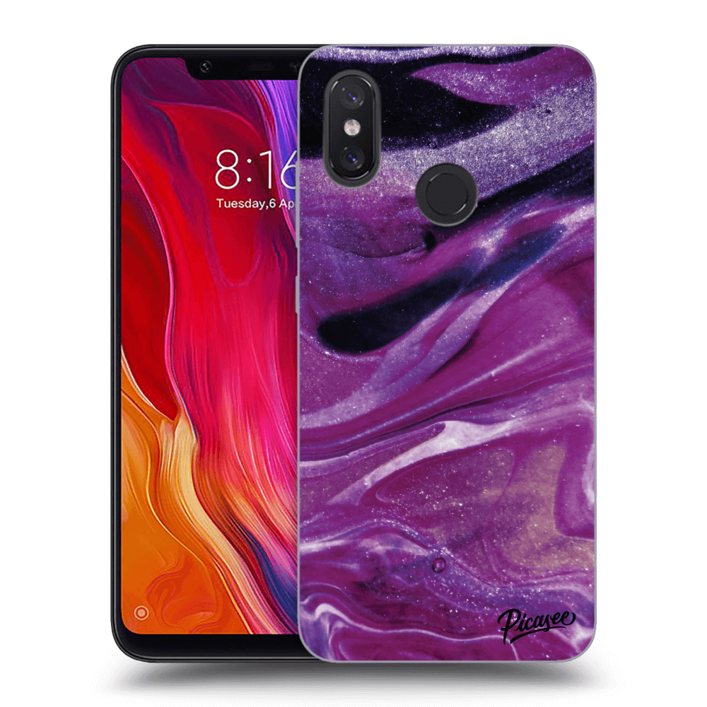 Picasee Xiaomi Mi 8 Hülle - Transparentes Silikon - Purple glitter