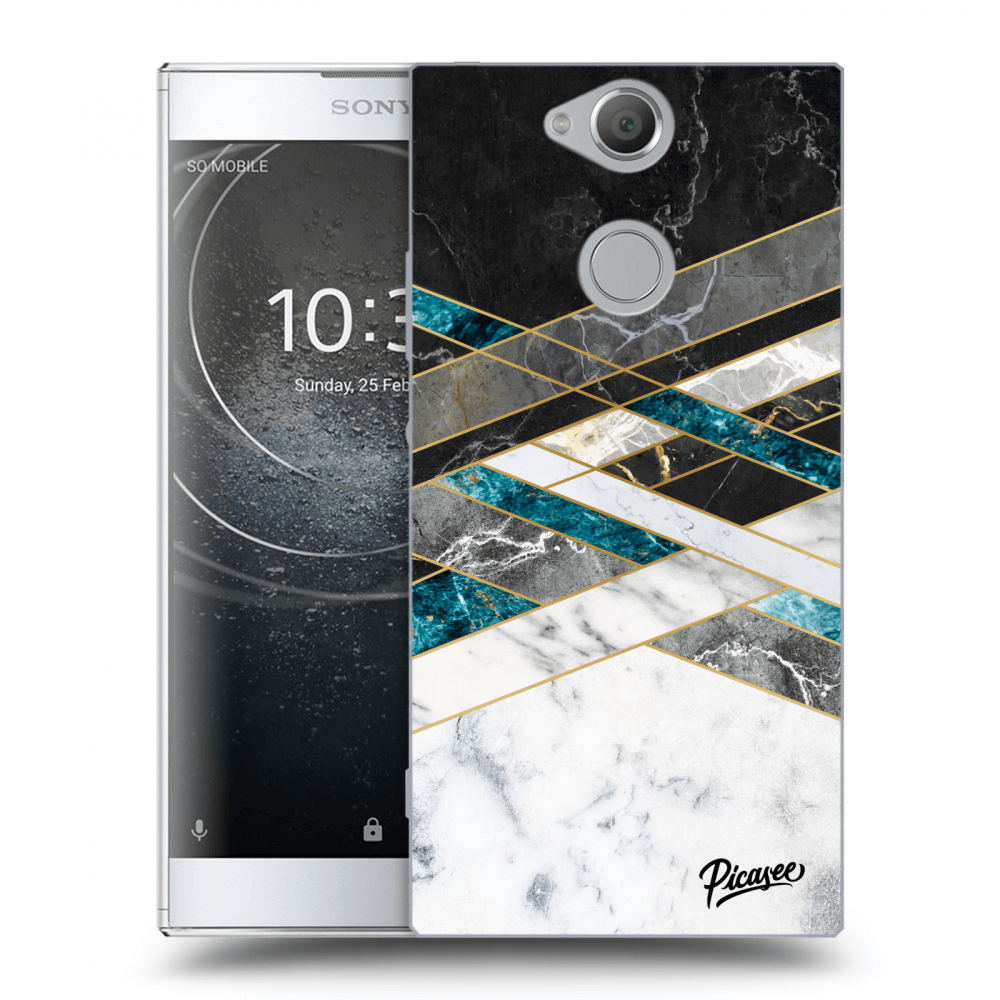 Picasee Sony Xperia XA2 Hülle - Transparentes Silikon - Black & White geometry