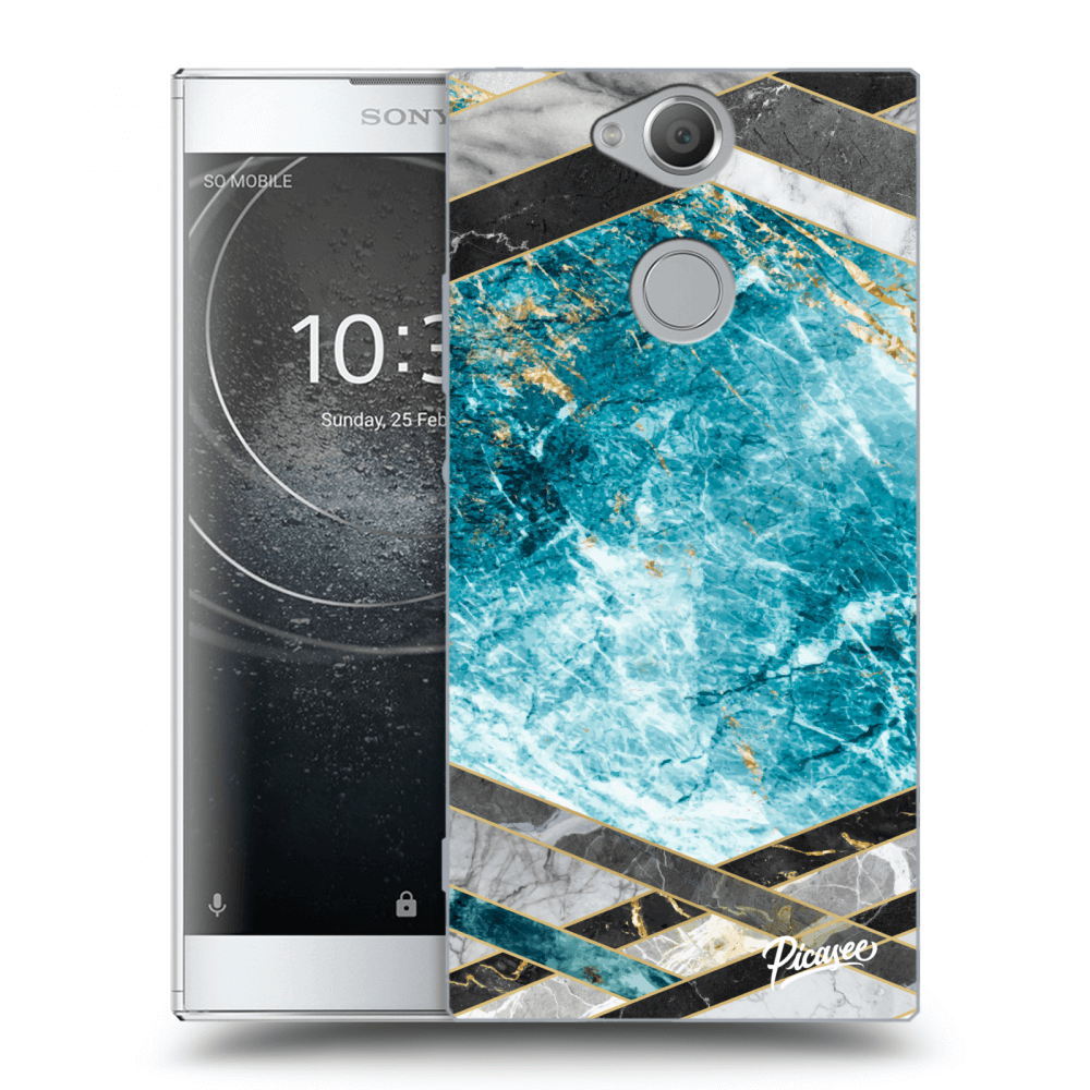 Picasee Sony Xperia XA2 Hülle - Transparentes Silikon - Blue geometry