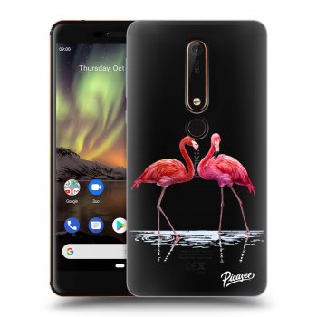 Picasee Nokia 6.1 Hülle - Transparentes Silikon - Flamingos couple