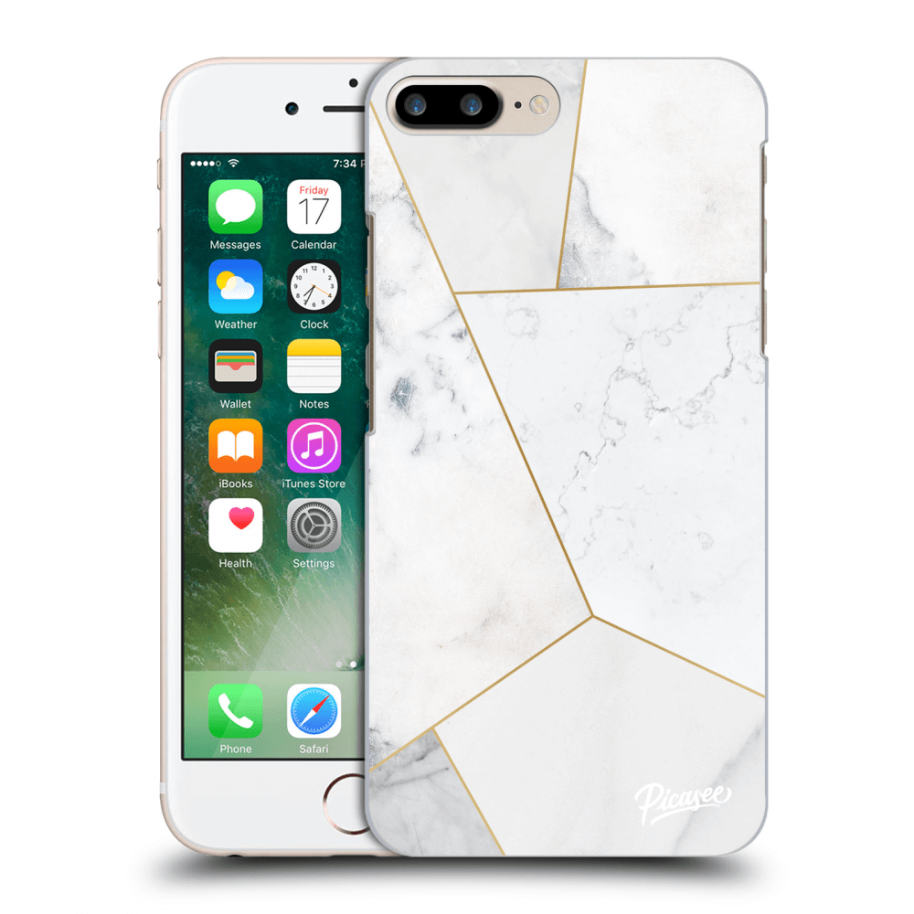 Picasee Apple iPhone 7 Plus Hülle - Transparentes Silikon - White tile