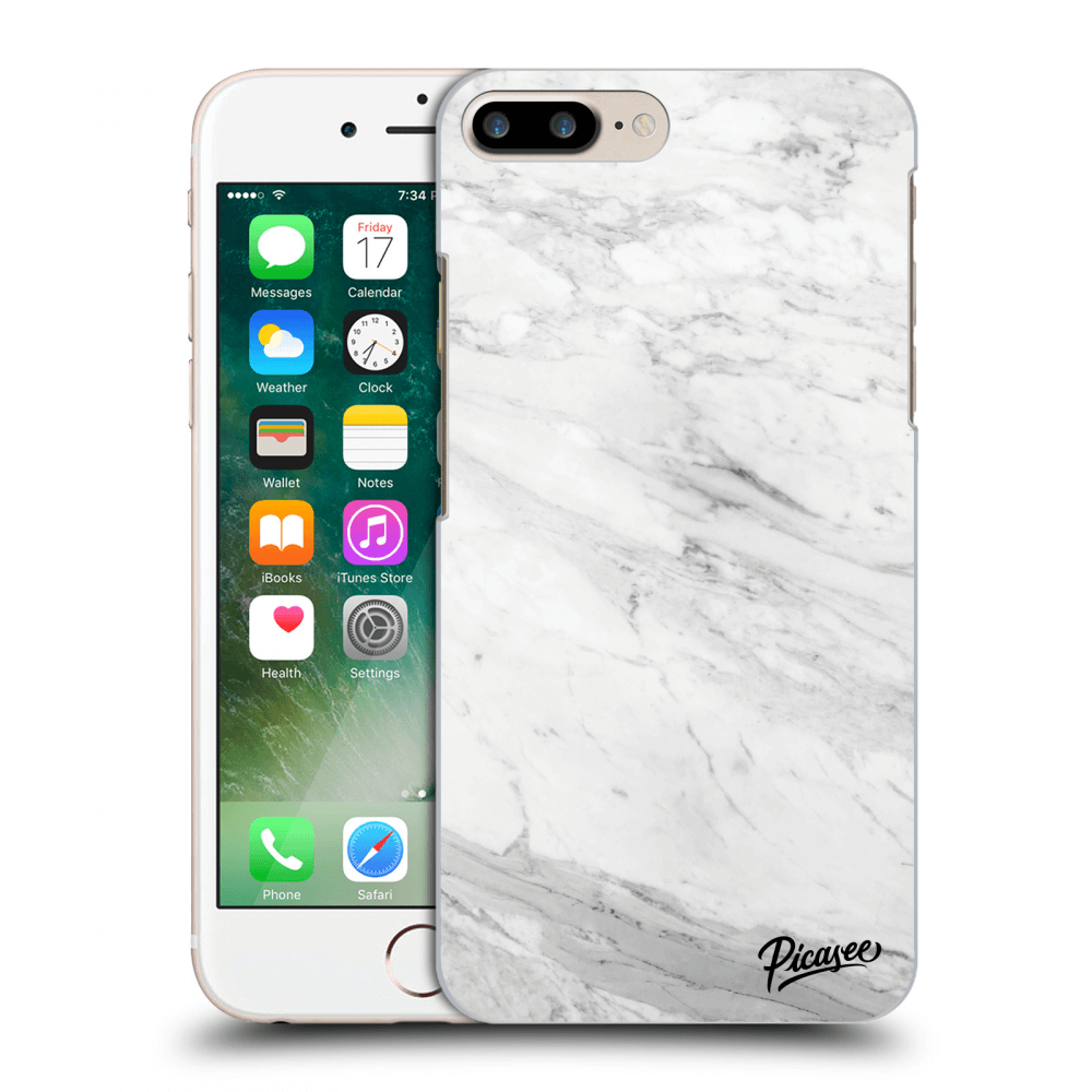 Picasee Apple iPhone 7 Plus Hülle - Transparentes Silikon - White marble