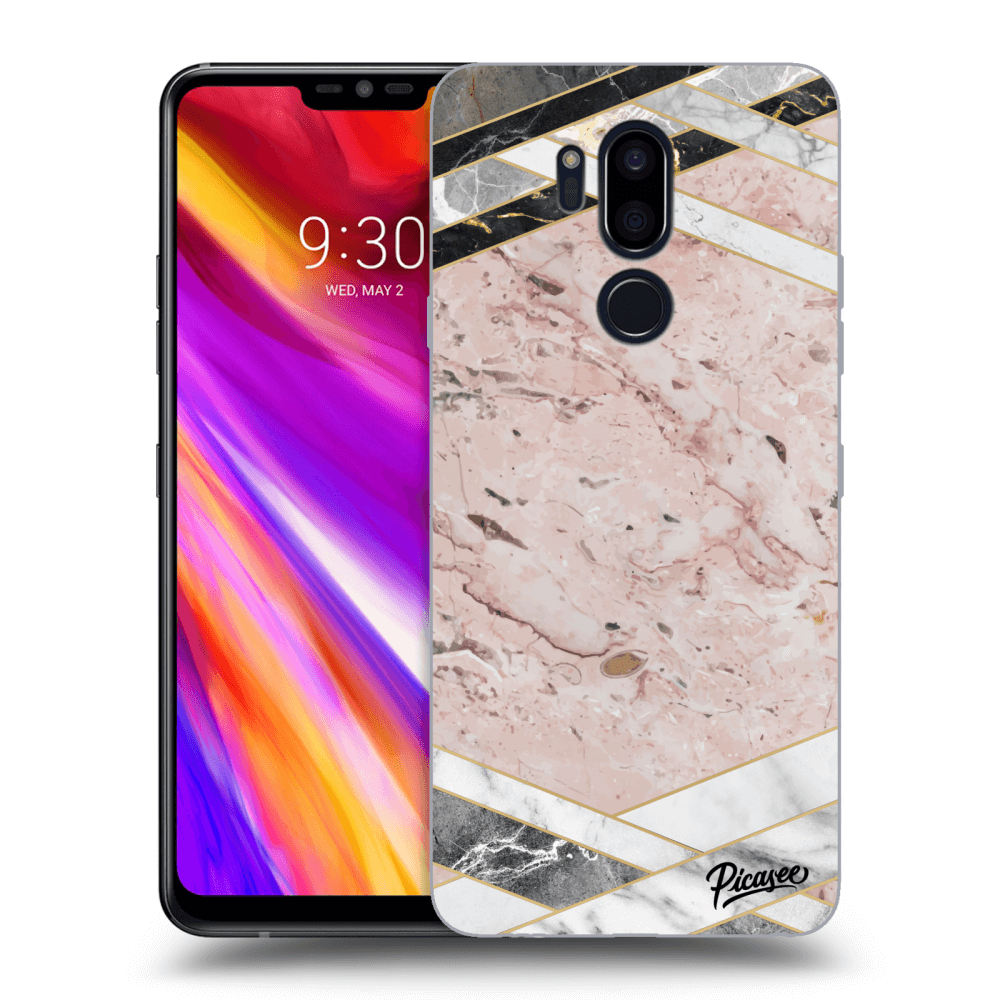 Picasee LG G7 ThinQ Hülle - Transparentes Silikon - Pink geometry