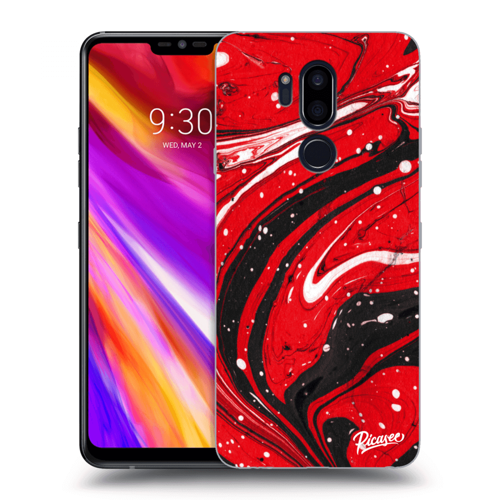 Picasee LG G7 ThinQ Hülle - Transparentes Silikon - Red black