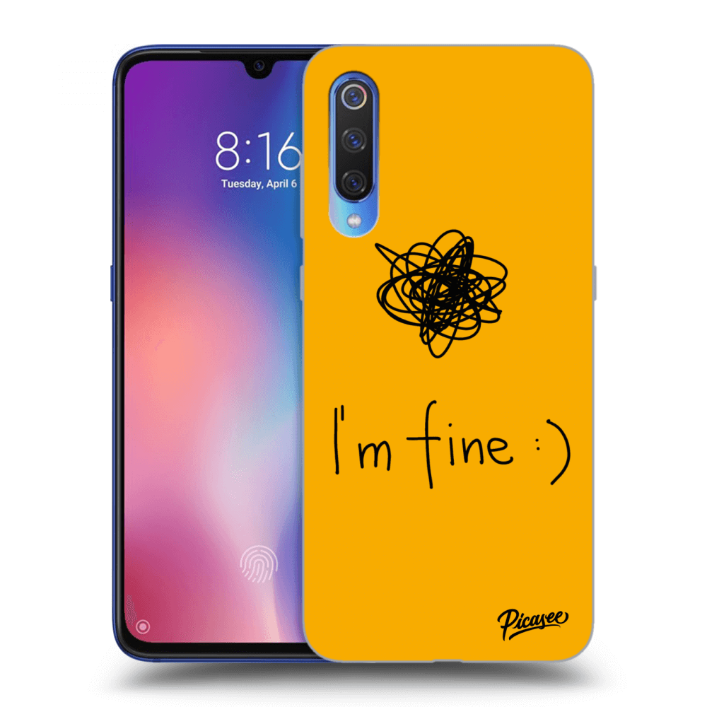 Picasee Xiaomi Mi 9 Hülle - Schwarzes Silikon - I am fine