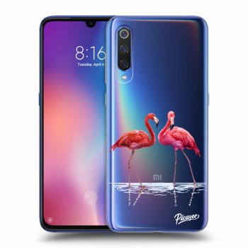 Picasee Xiaomi Mi 9 Hülle - Transparentes Silikon - Flamingos couple
