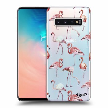 Picasee Samsung Galaxy S10 G973 Hülle - Transparentes Silikon - Flamingos