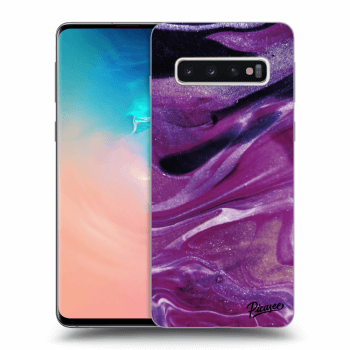 Picasee Samsung Galaxy S10 G973 Hülle - Transparentes Silikon - Purple glitter