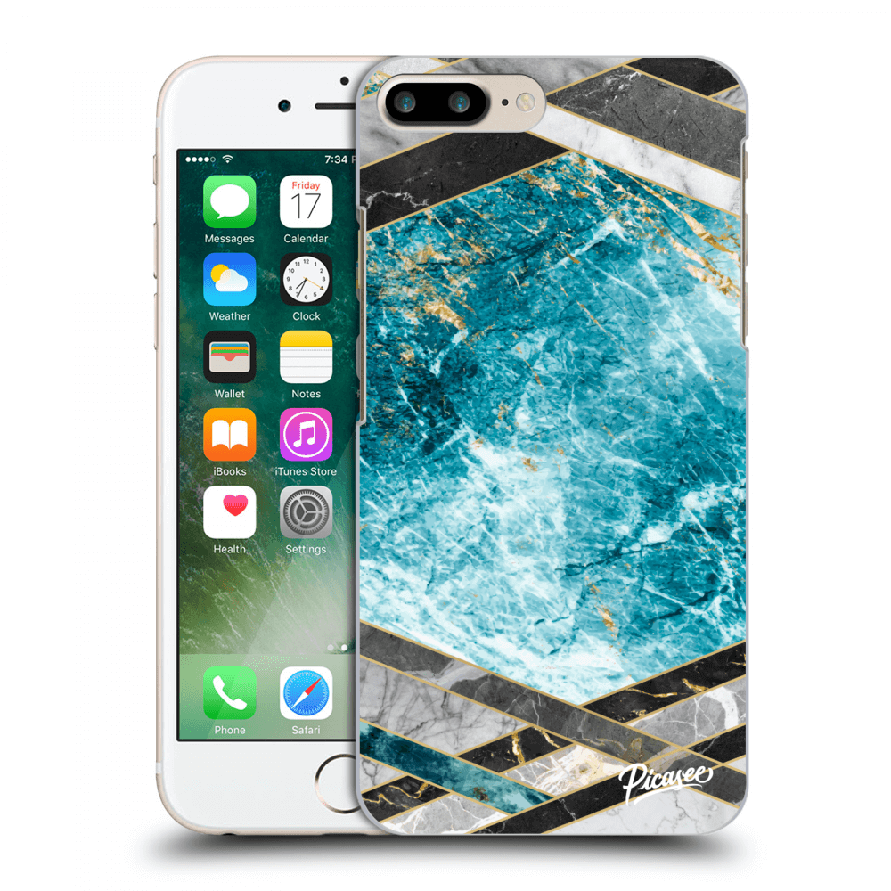Picasee Apple iPhone 8 Plus Hülle - Transparentes Silikon - Blue geometry