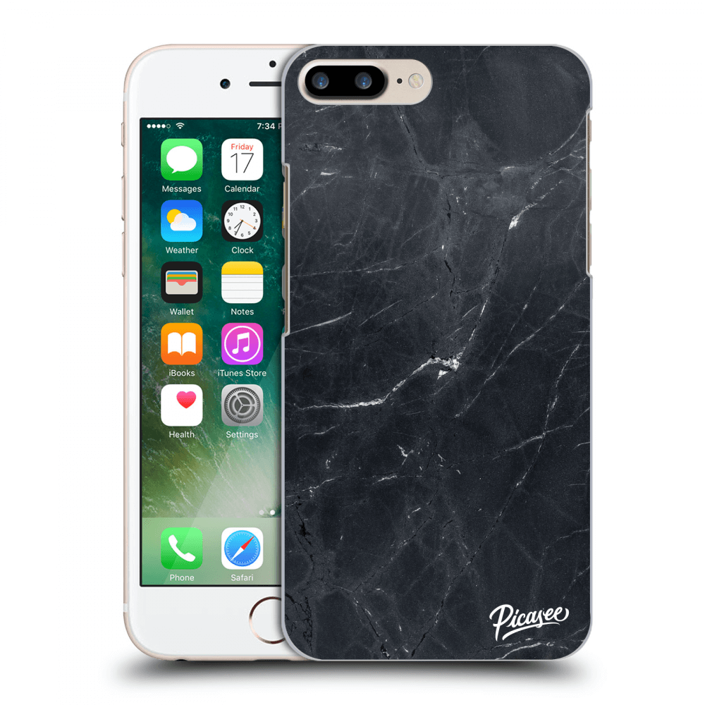 Picasee Apple iPhone 8 Plus Hülle - Transparentes Silikon - Black marble