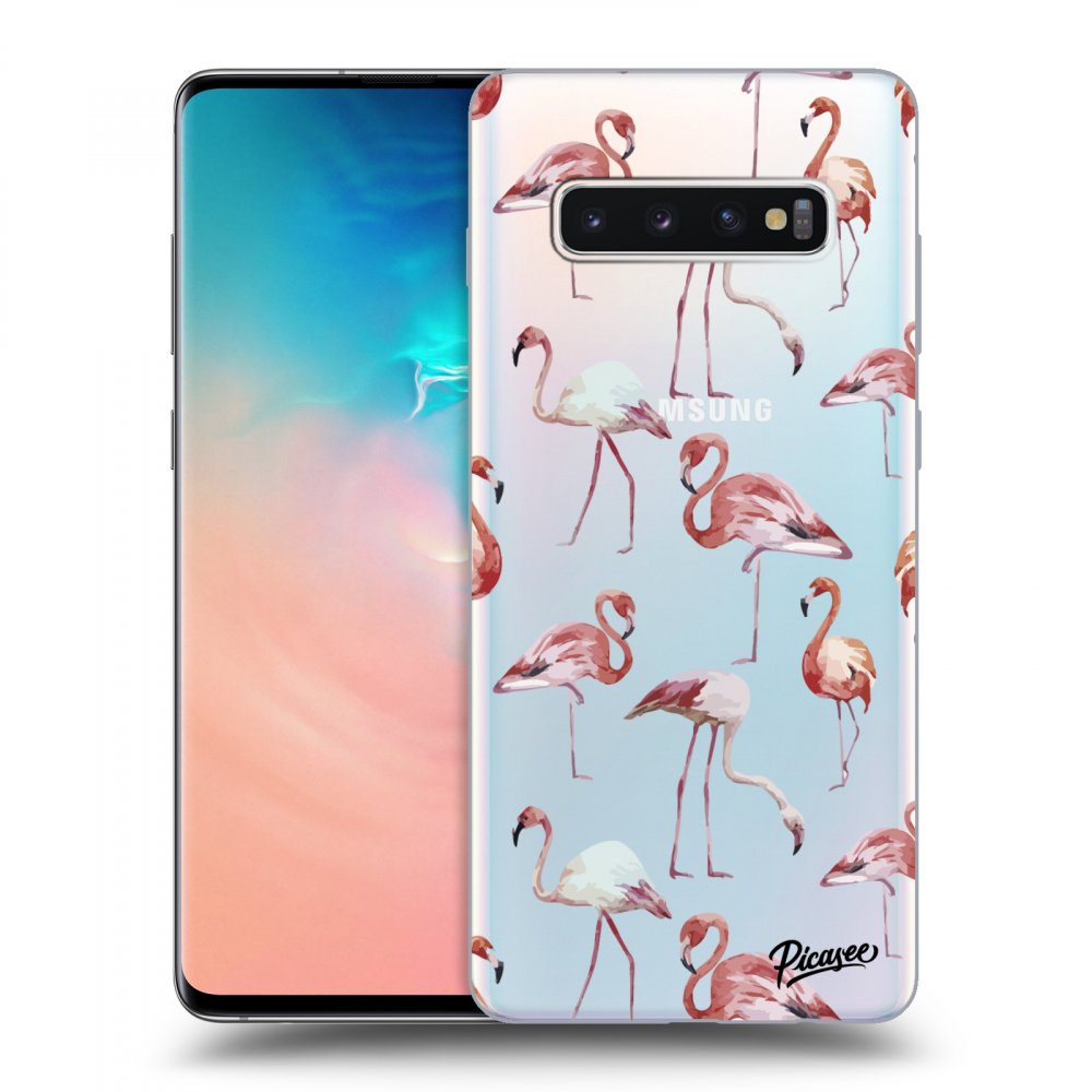 Picasee Samsung Galaxy S10 Plus G975 Hülle - Transparentes Silikon - Flamingos