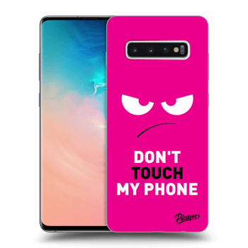 Picasee Samsung Galaxy S10 Plus G975 Hülle - Schwarzes Silikon - Angry Eyes - Pink