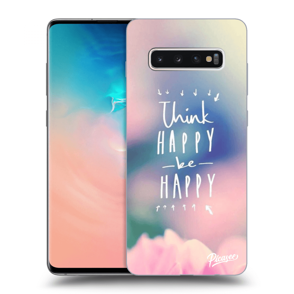 Picasee Samsung Galaxy S10 Plus G975 Hülle - Schwarzes Silikon - Think happy be happy