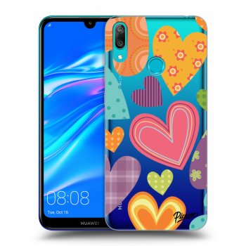 Picasee Huawei Y7 2019 Hülle - Transparentes Silikon - Colored heart