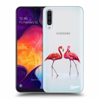 Picasee Samsung Galaxy A50 A505F Hülle - Transparentes Silikon - Flamingos couple