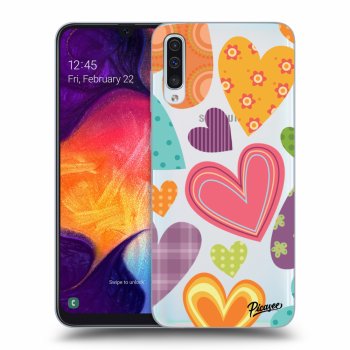 Picasee Samsung Galaxy A50 A505F Hülle - Transparentes Silikon - Colored heart