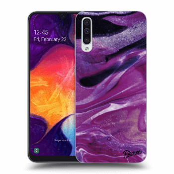 Picasee Samsung Galaxy A50 A505F Hülle - Transparentes Silikon - Purple glitter
