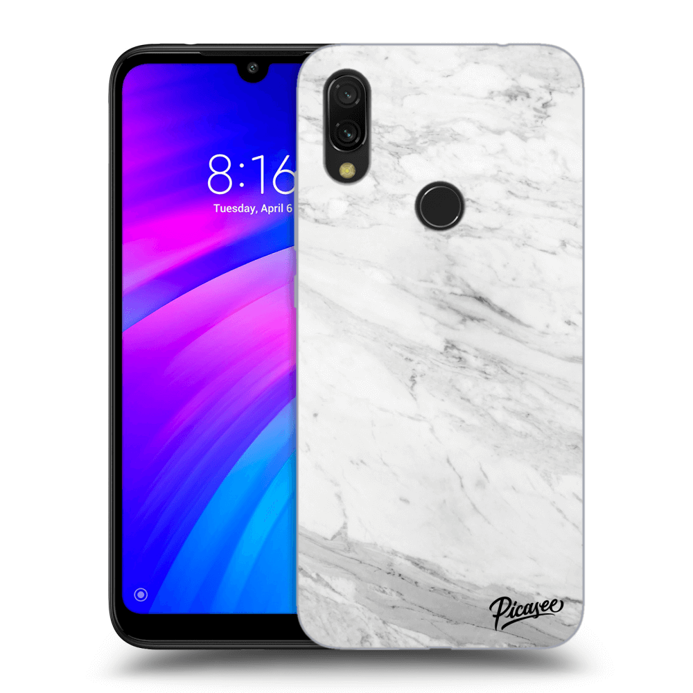 Picasee Xiaomi Redmi 7 Hülle - Transparentes Silikon - White marble