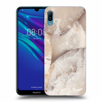 Picasee Huawei Y6 2019 Hülle - Schwarzes Silikon - Cream marble