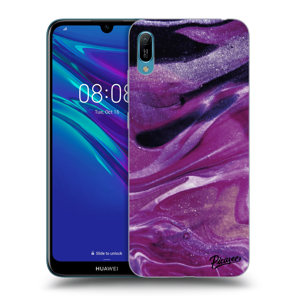 Picasee Huawei Y6 2019 Hülle - Transparentes Silikon - Purple glitter