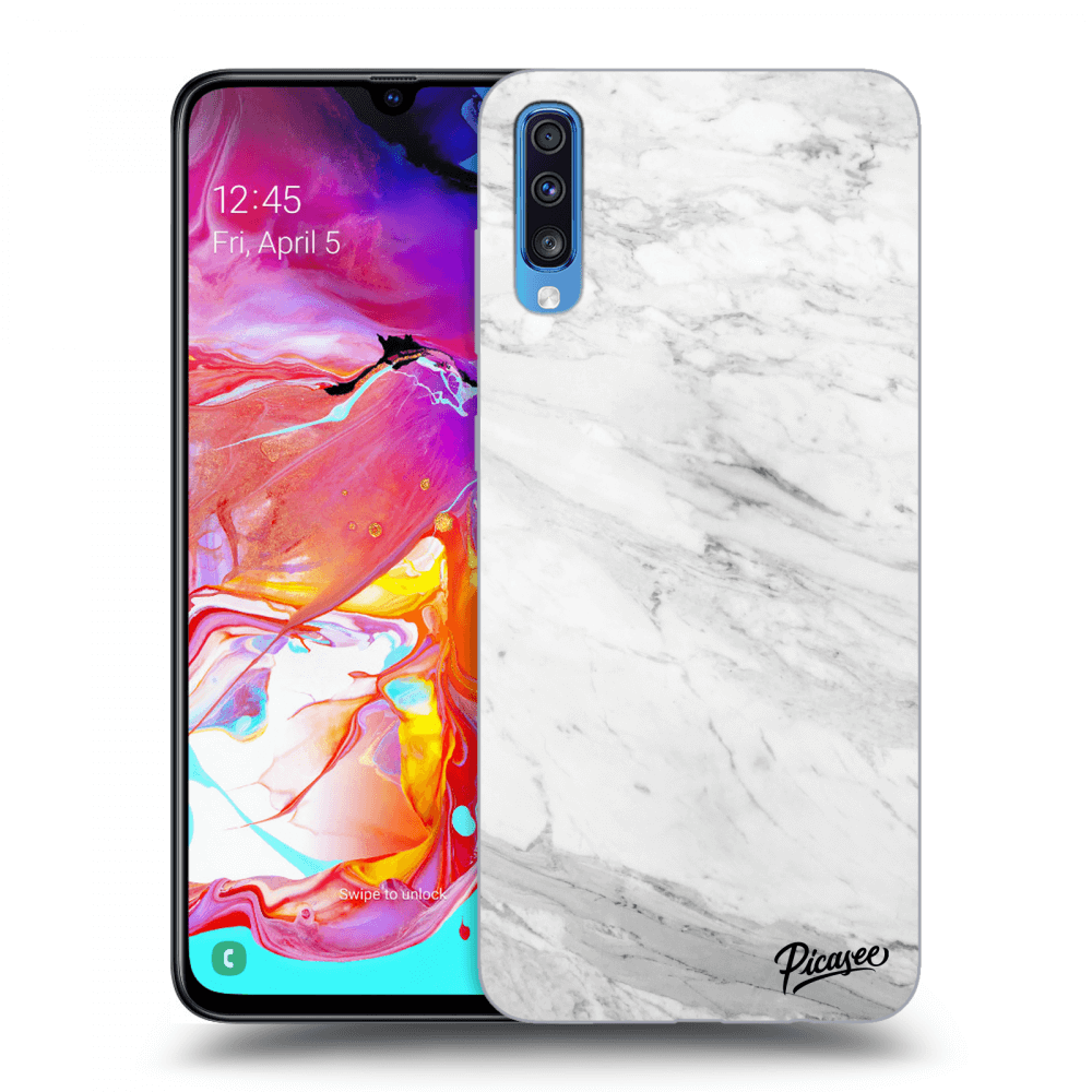 Picasee Samsung Galaxy A70 A705F Hülle - Transparentes Silikon - White marble