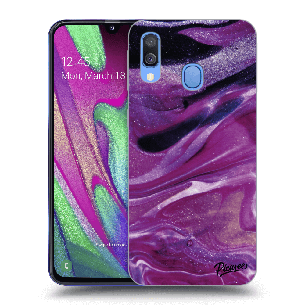 Picasee Samsung Galaxy A40 A405F Hülle - Transparentes Silikon - Purple glitter