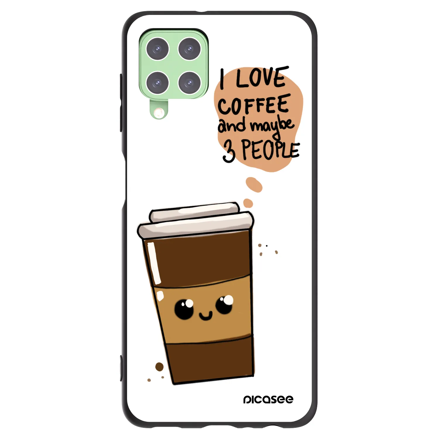 Picasee Samsung Galaxy A22 A225F 4G Hülle - Schwarzes Silikon - Cute coffee