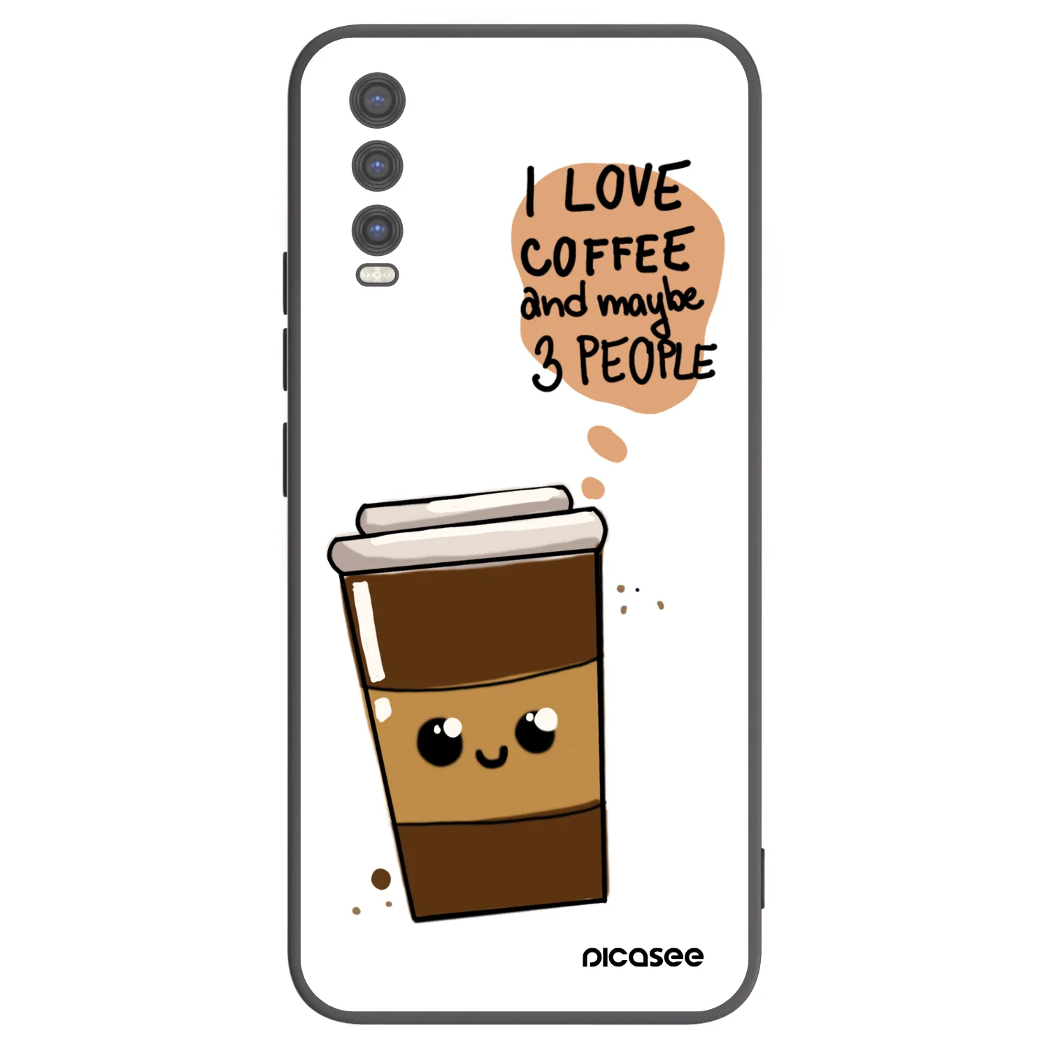 Picasee Vivo Y20s Hülle - Schwarzes Silikon - Cute coffee