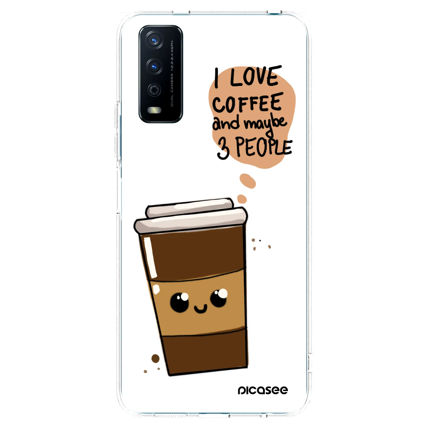 Picasee Vivo Y11s Hülle - Transparentes Silikon - Cute coffee