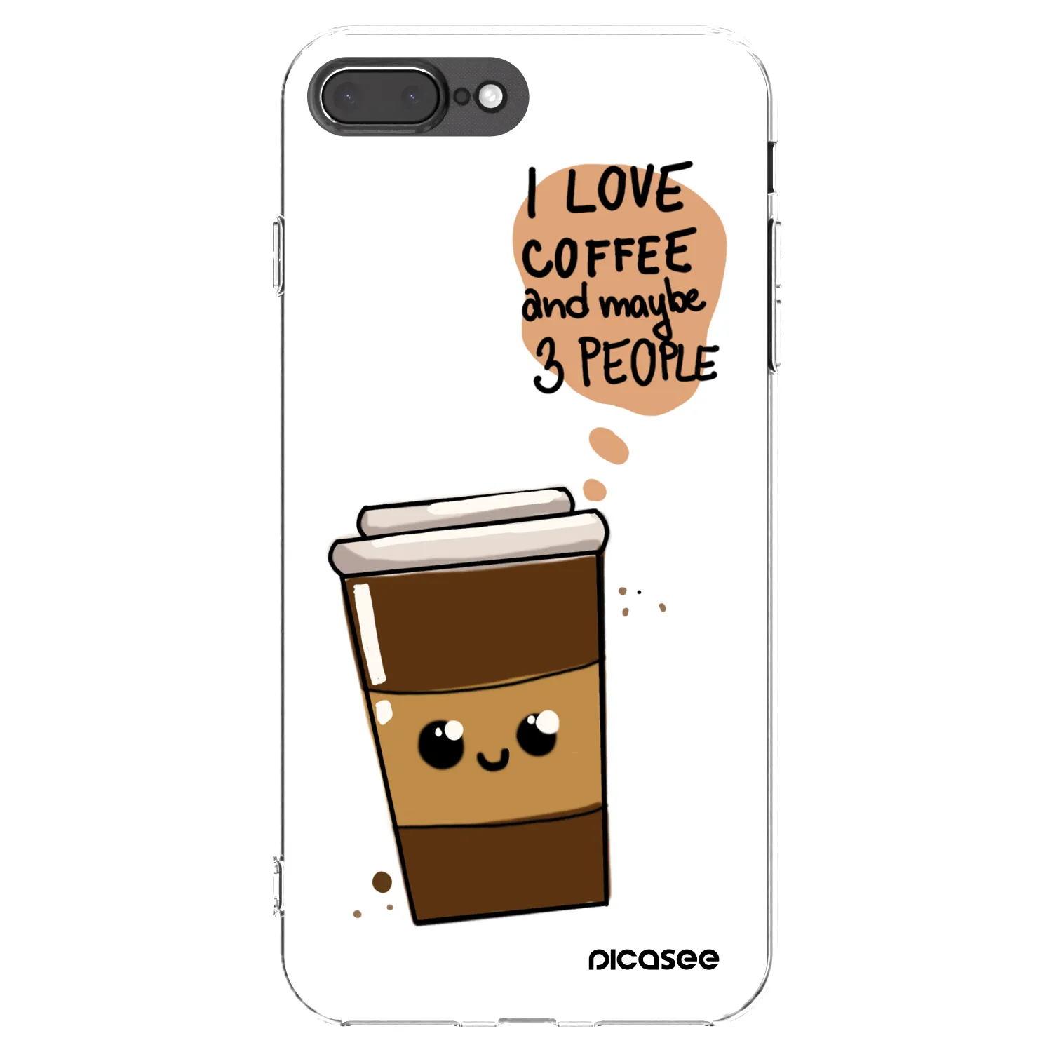 Picasee Apple iPhone 7 Plus Hülle - Transparentes Silikon - Cute coffee