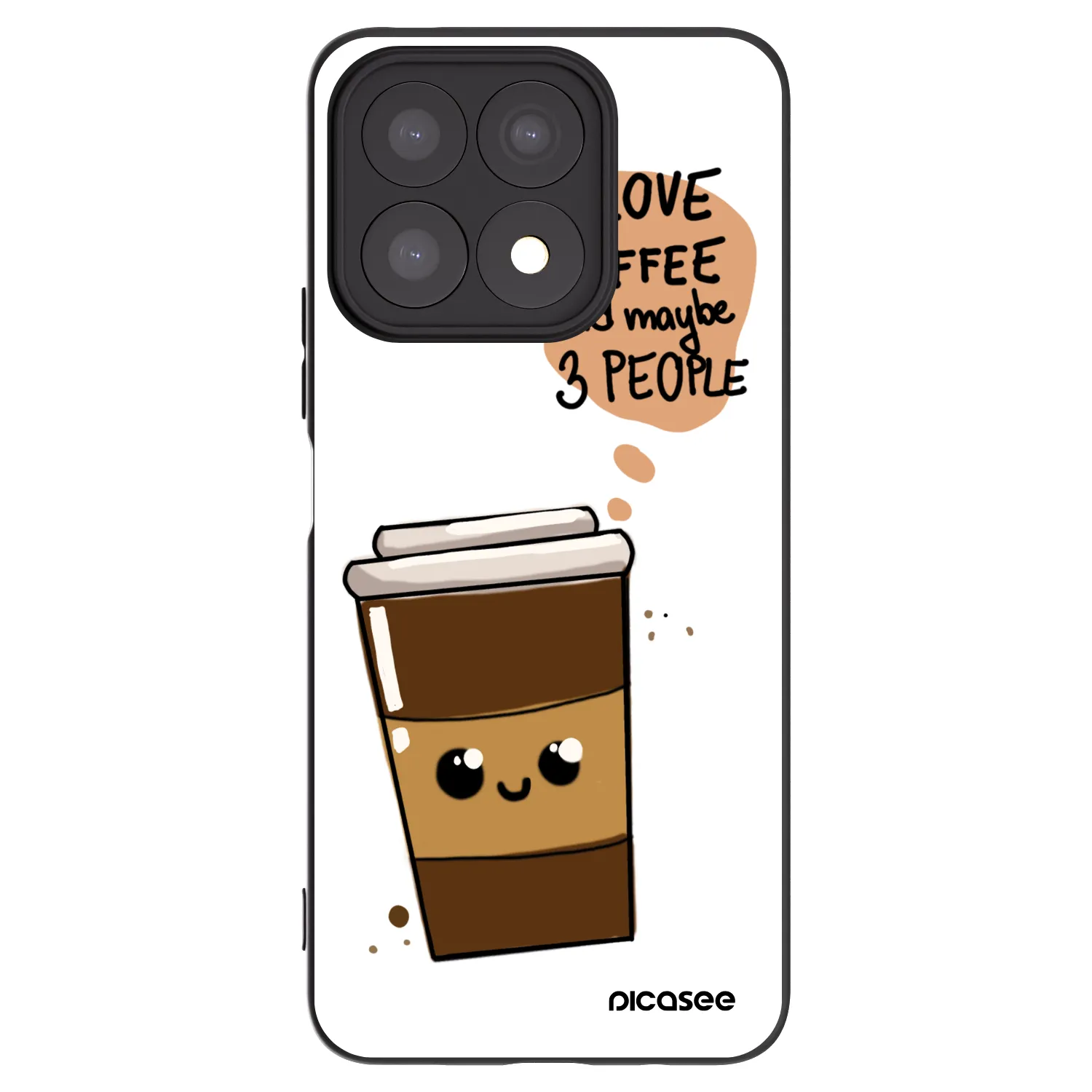 Picasee Honor X8a Hülle - Schwarzes Silikon - Cute coffee