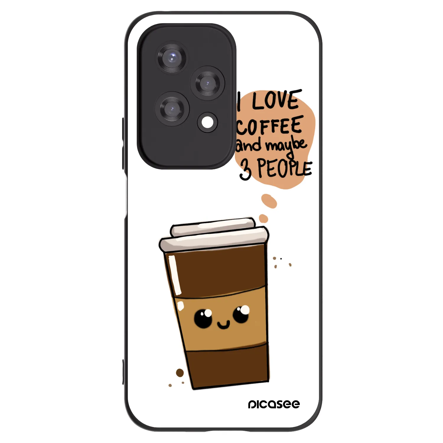 Picasee Honor 200 Lite Hülle - Schwarzes Silikon - Cute coffee